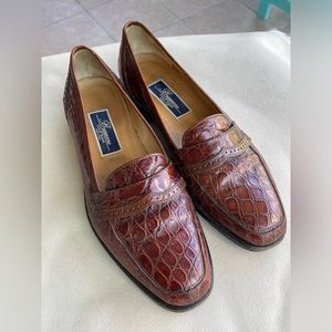 Bragano Cole Haan crocodile alligator textured loafers size 9 D brown Men’s